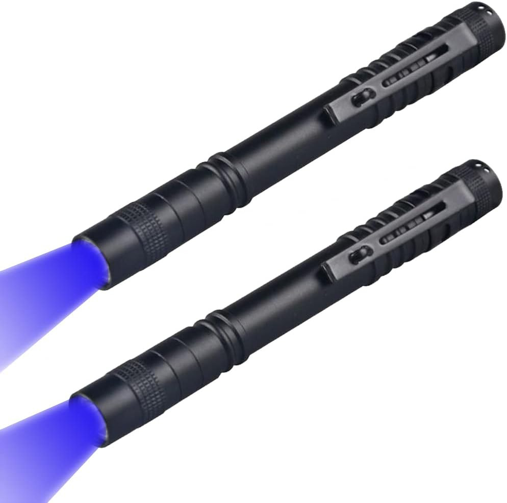 2 X Blue Light Penlight Pen Type Flashlight One Mode Blue Light LED Torch for Ca