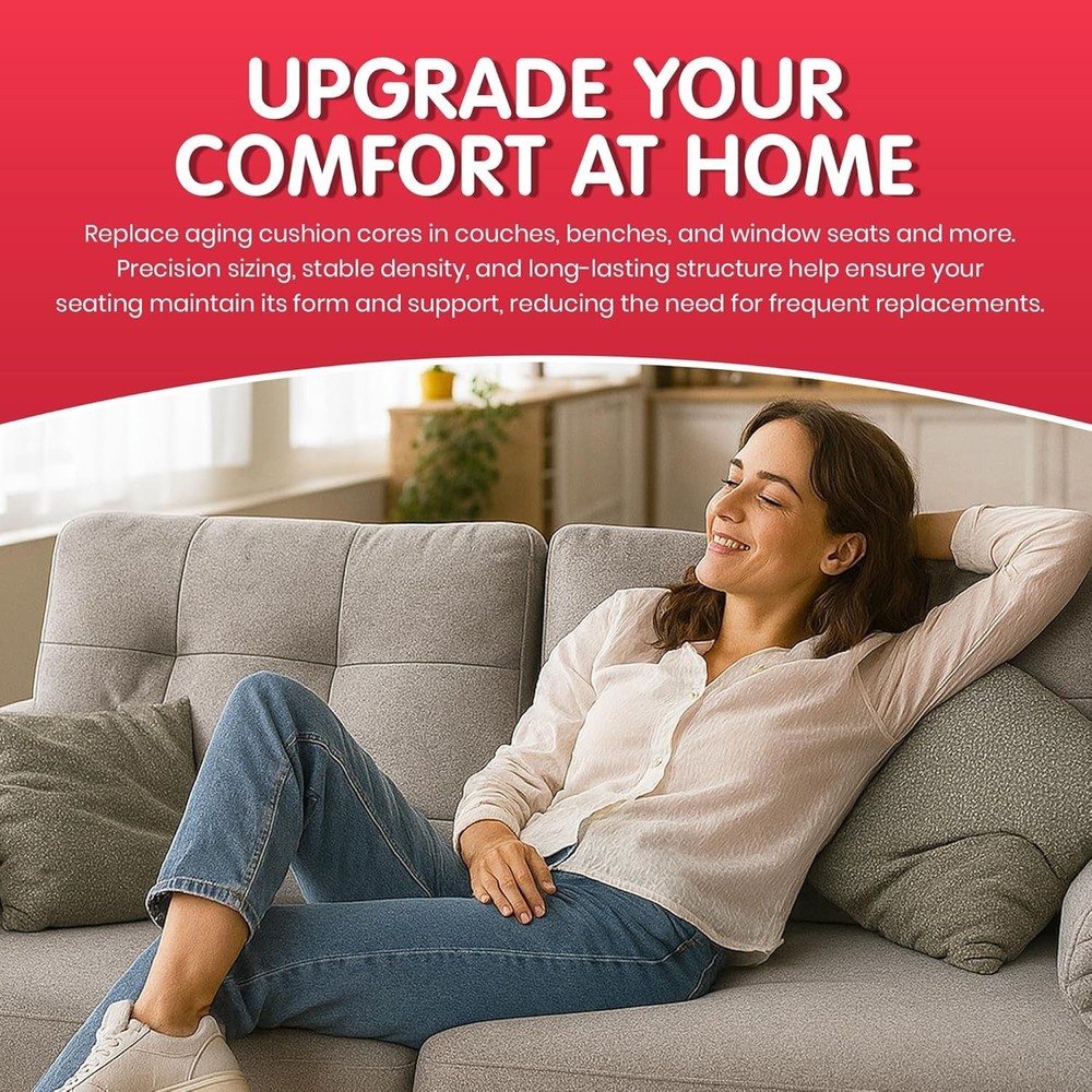 Versatile Upholstery Foam Replacement - High Density 3" Thick, Ideal for Seating