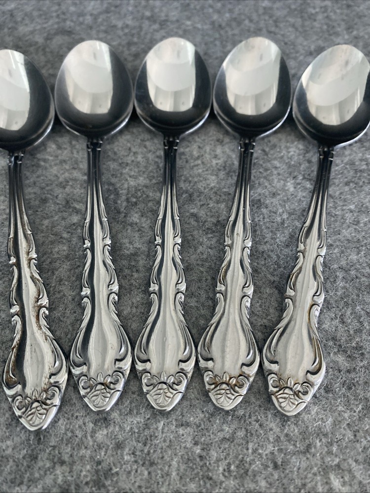 5 TOWLE/SUPREME CUTLERY STAINLESS FLATWARE, "PIERRE" PATTERN, TEASPOONS