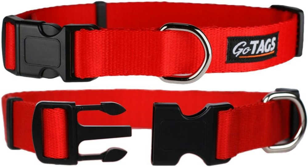 Dog Collars, Durable Solid Nylon Dog Collars in 5 Color Options and 4 Adjustable