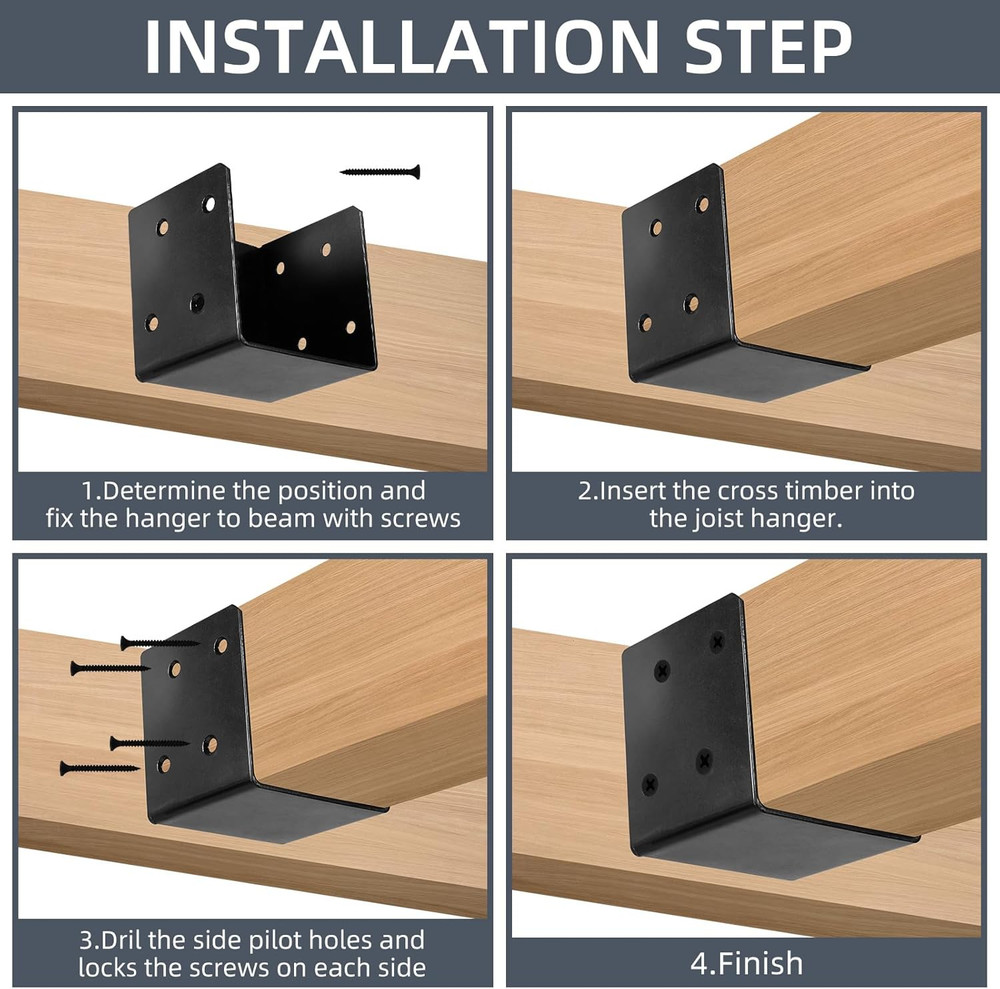 8 Heavy Duty Deck Railing Brackets for 4"x4" & 4"x6" Posts - Black