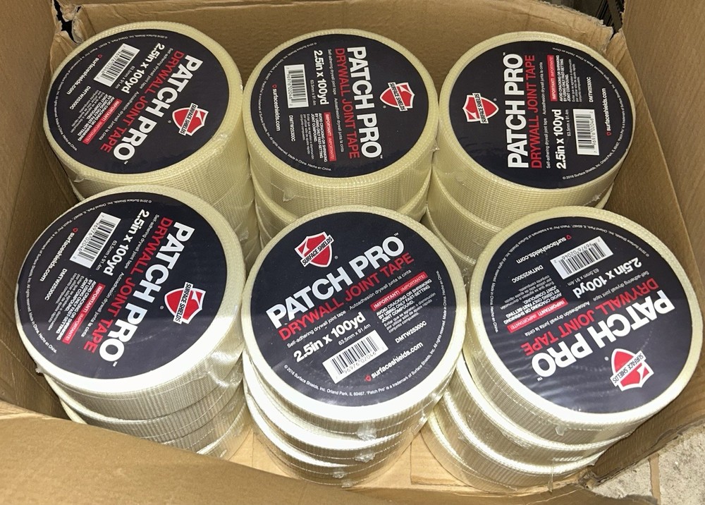24 Rolls Surface Shields Patch Pro 2.5” x 100yd Self-adhering Drywall Joint Tape