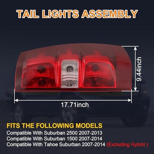 CARMOCAR Right Side Tail Light Rear Lamp Compatible With 2007-2014 Chevy