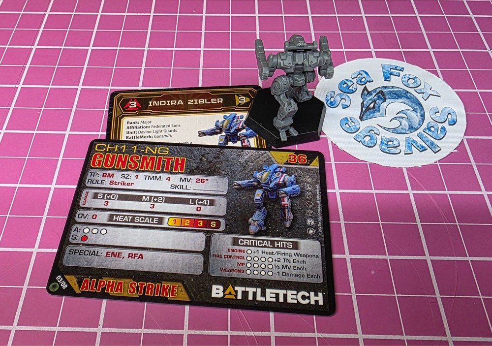 BattleTech Gunsmith Mech -- Davion Cavalry Lance + Cards