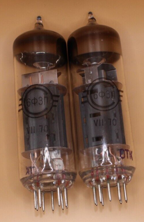 2x 6F3P / 6Ф3П ~6BM8 ~ECL82 Triode-Pentode Tube / Matched Pair / NOS / Same Date