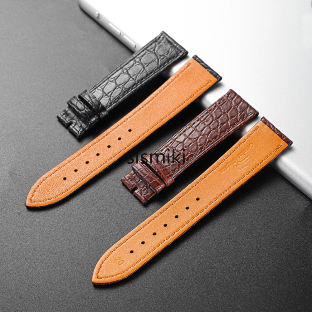 Thin Crocodile Alligator Grain Leather Watch Band Bracelet Strap Buckle Clasp