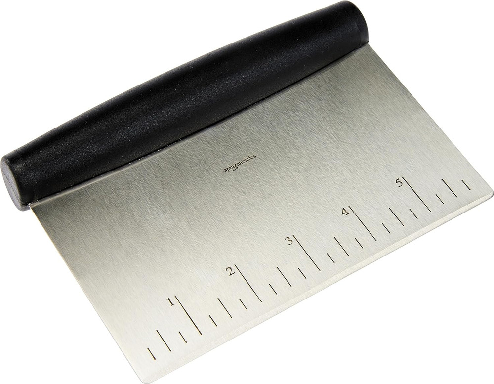 Versatile 6" Stainless Steel Scraper/Chopper with Comfortable Grip, Black/Silver