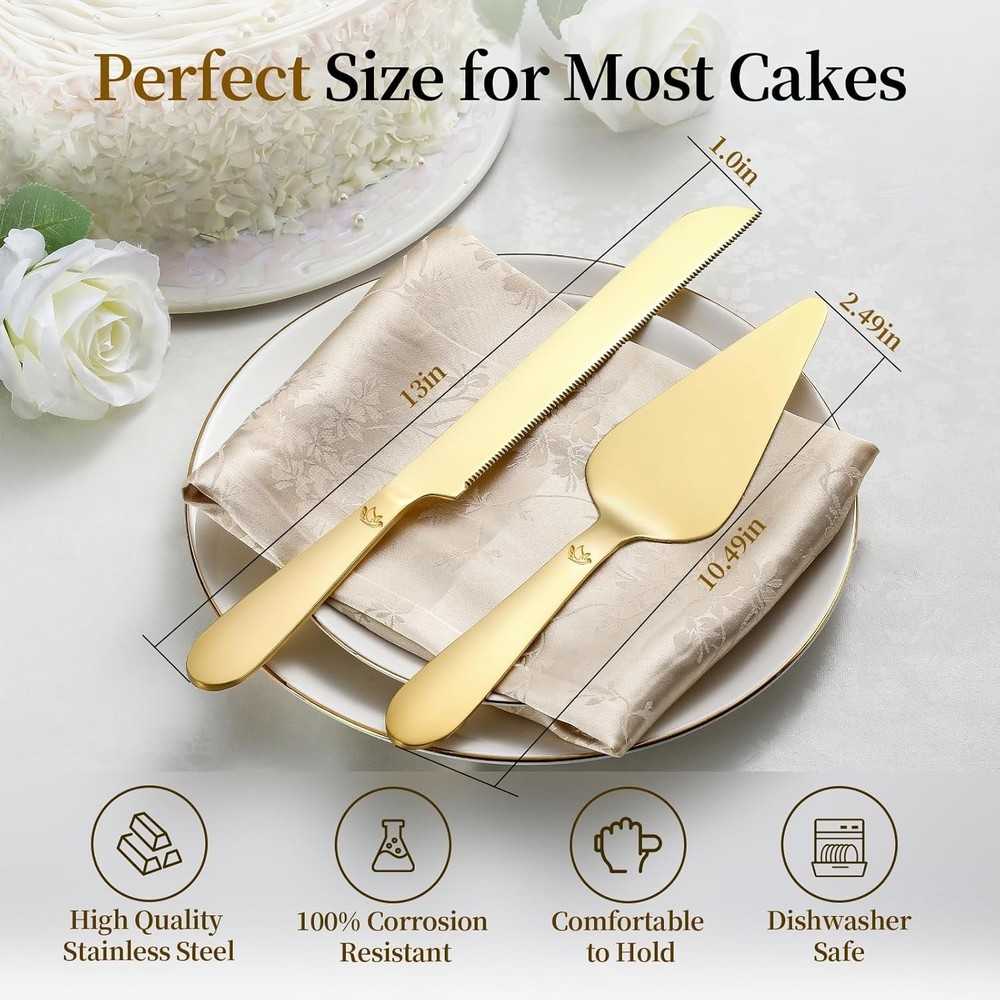 Cake Cutting Set for Wedding - Extended Cake Knife and Server Set Thickened S...