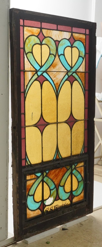 1900s Rectangular Leaded Stained Glass Church Window - R289715