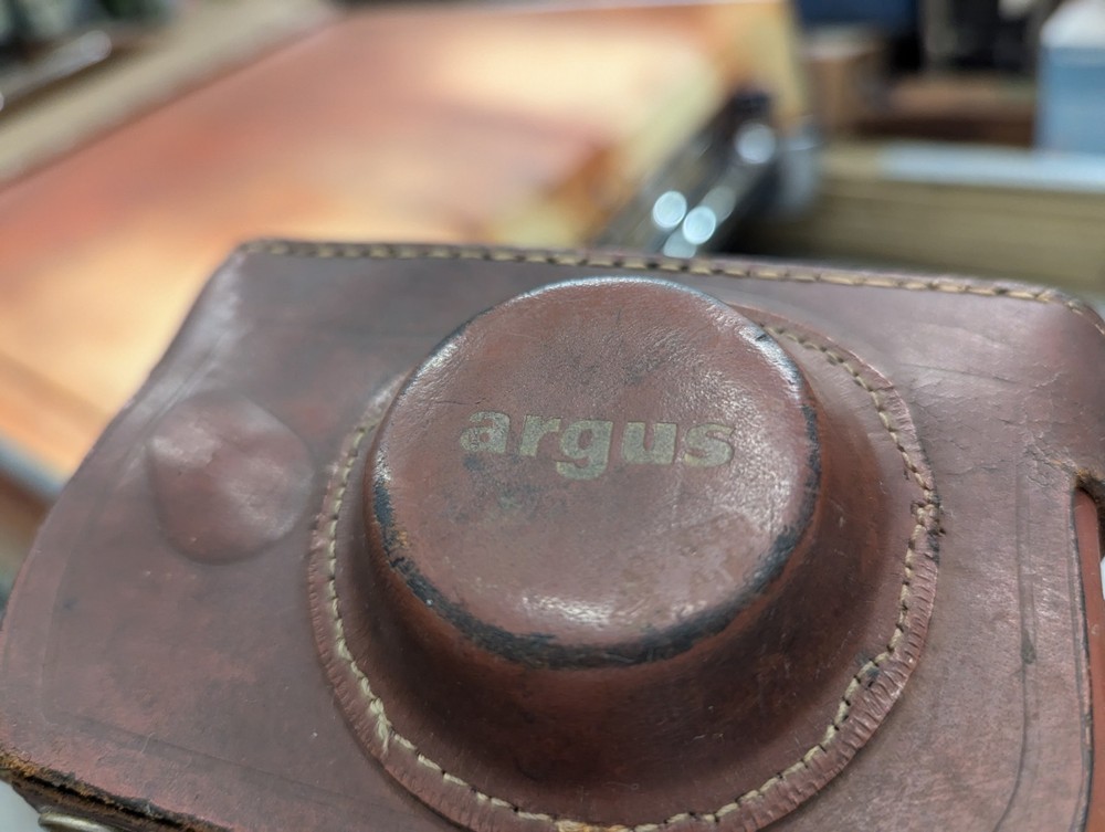 Vintage Argus 50mm Coated Cintar Camera Brown Leather Case
