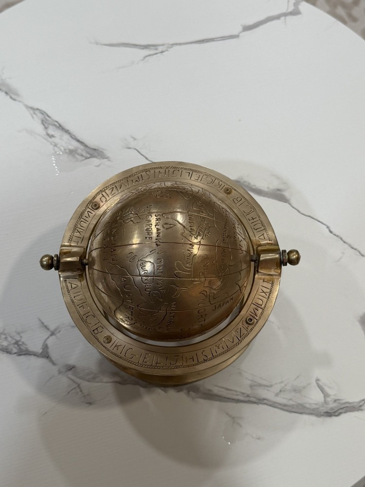Globe With World Map Full Solid Brass Victorian Era Handmade Rare Globe Antique