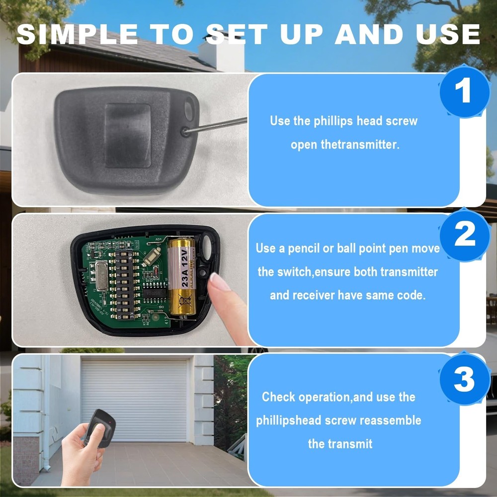 10 DIP Gate Opener Remote Compatible Linear Multicode Gate Opener,2 for Linea...