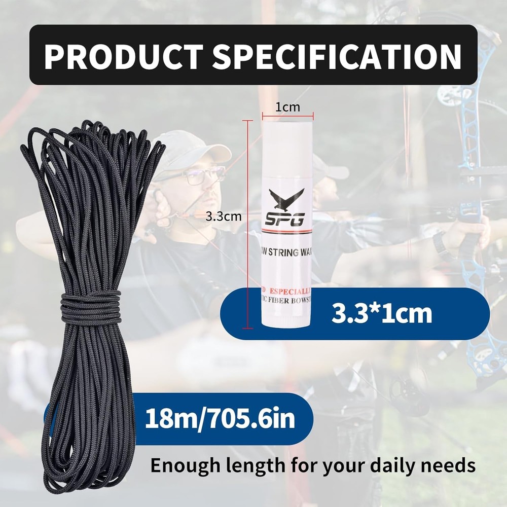 Archery D Loop String 59ft with Wax Durable for Compound Bow Up to 200lbs