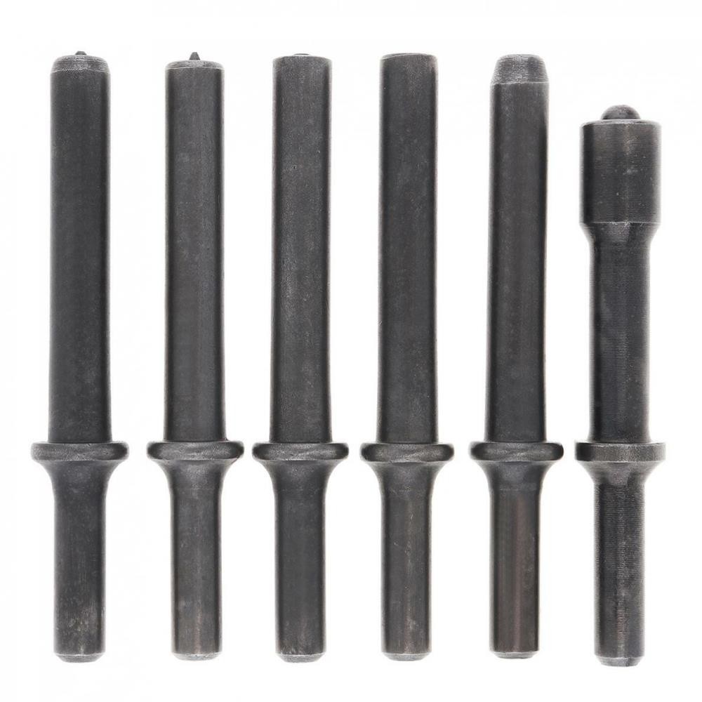 6pcs/set Hard 45# Steel Solid Air Rivet Impact Head Support Pneumatic Tool New