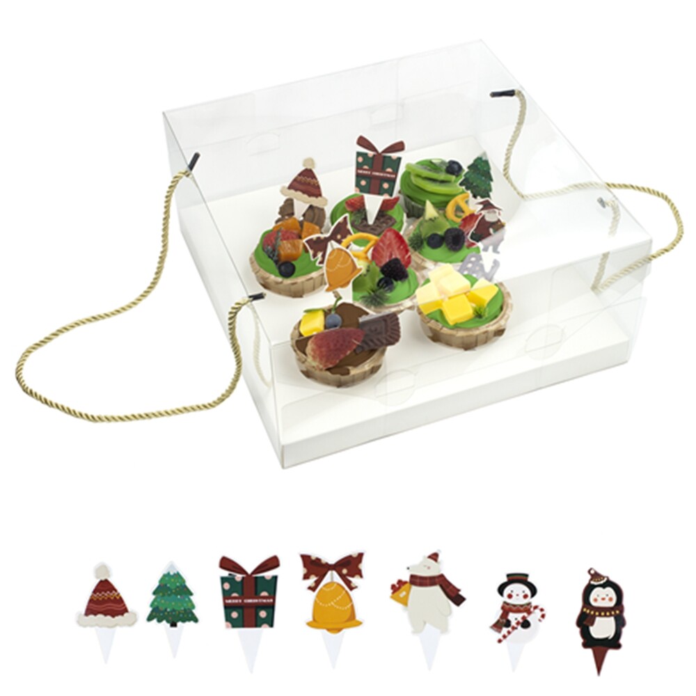 2pc Cake Boxes with 7pcs Random Toppers ECO-FRIENDLY Cupcake Containers