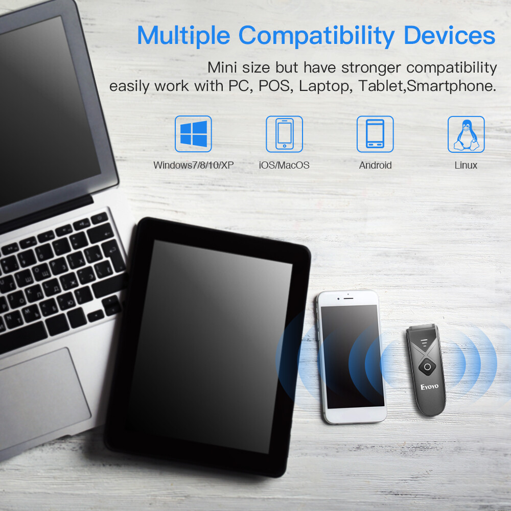Eyoyo 10PCS 1D 2D QR Code Wireless Barcode Scanner Bluetooth USB Bar Code Reader
