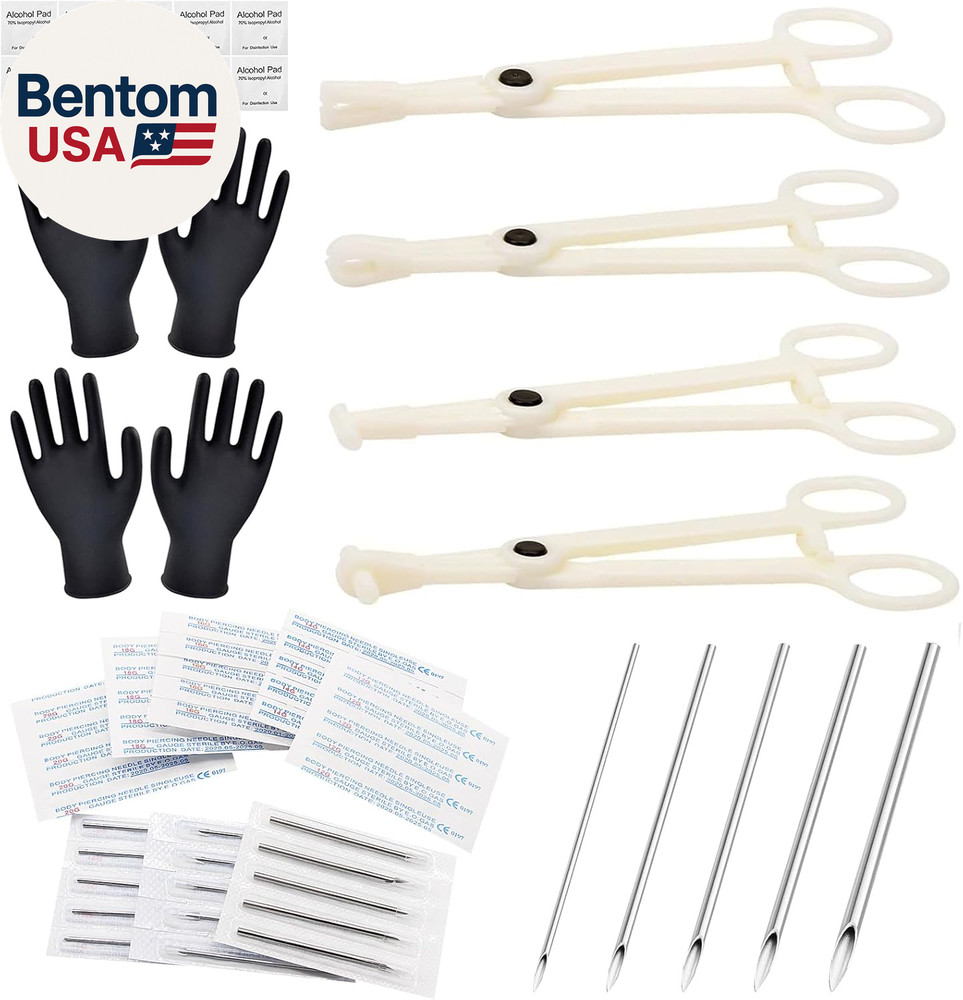 Piercing Kit - 43Pcs  Professional Piercing Kit Includes 25Pcs Mixed 12G 14G 16G