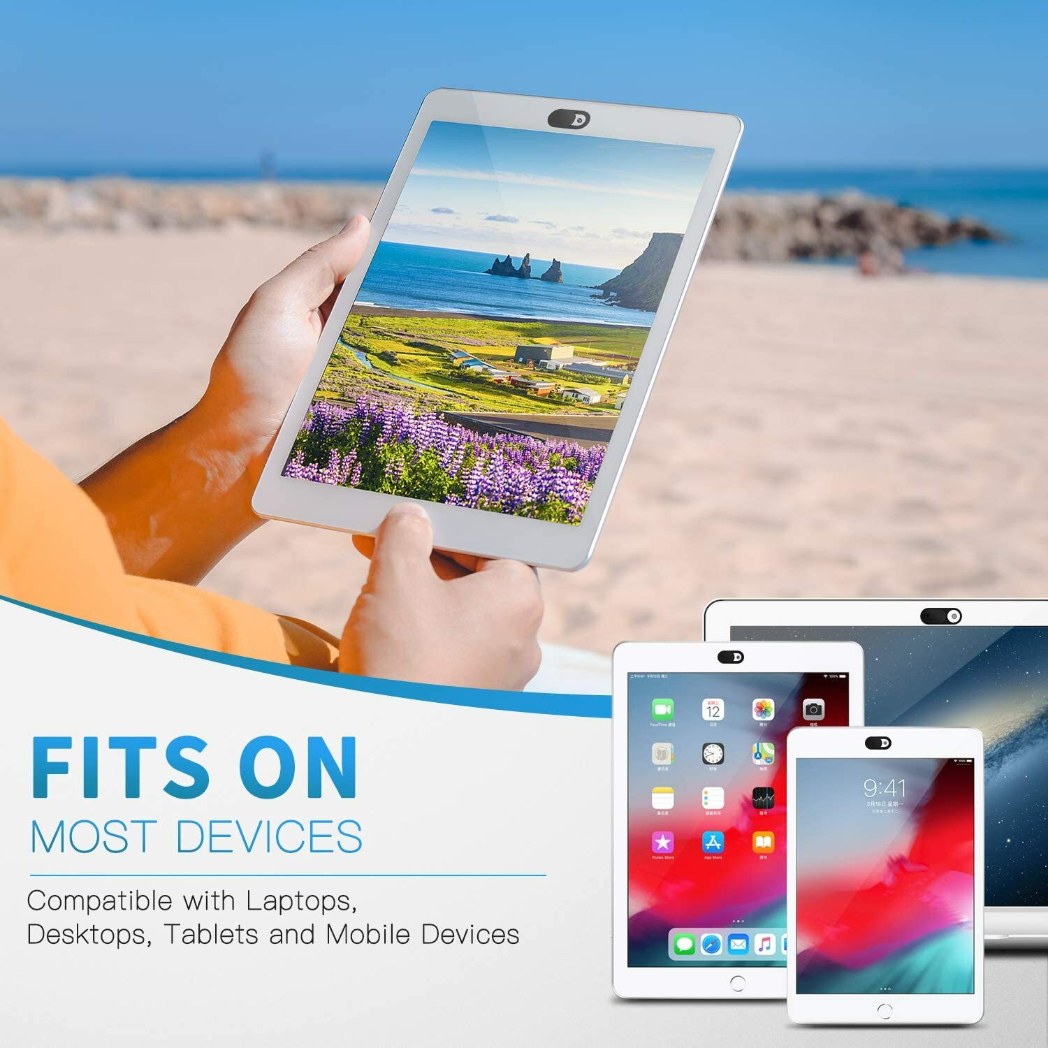 8PCS Black,Whie,Blue,Pink WebCam Cover Slide Camera Privacy Security Protect