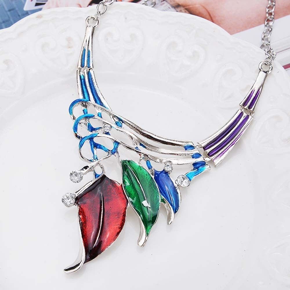 Charming Colorful Drop Leaf Jewelry Set