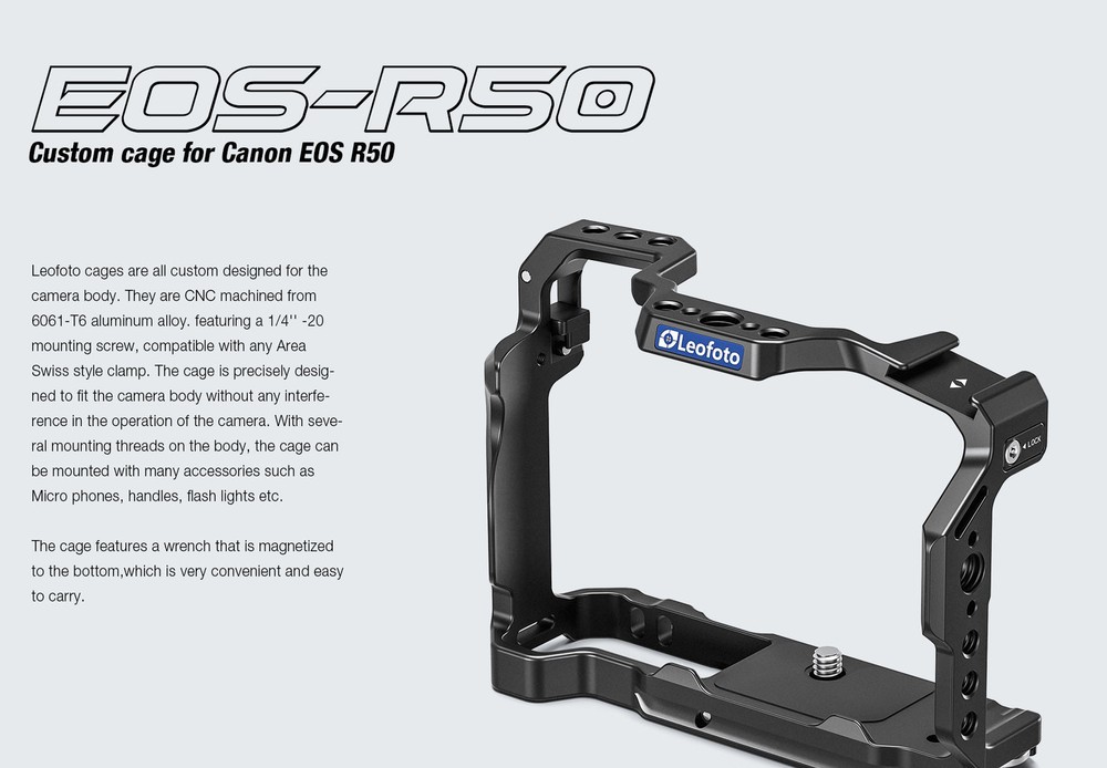 Leofoto EOS-R50 Custom Cage for Canon EOS-R50 Camera