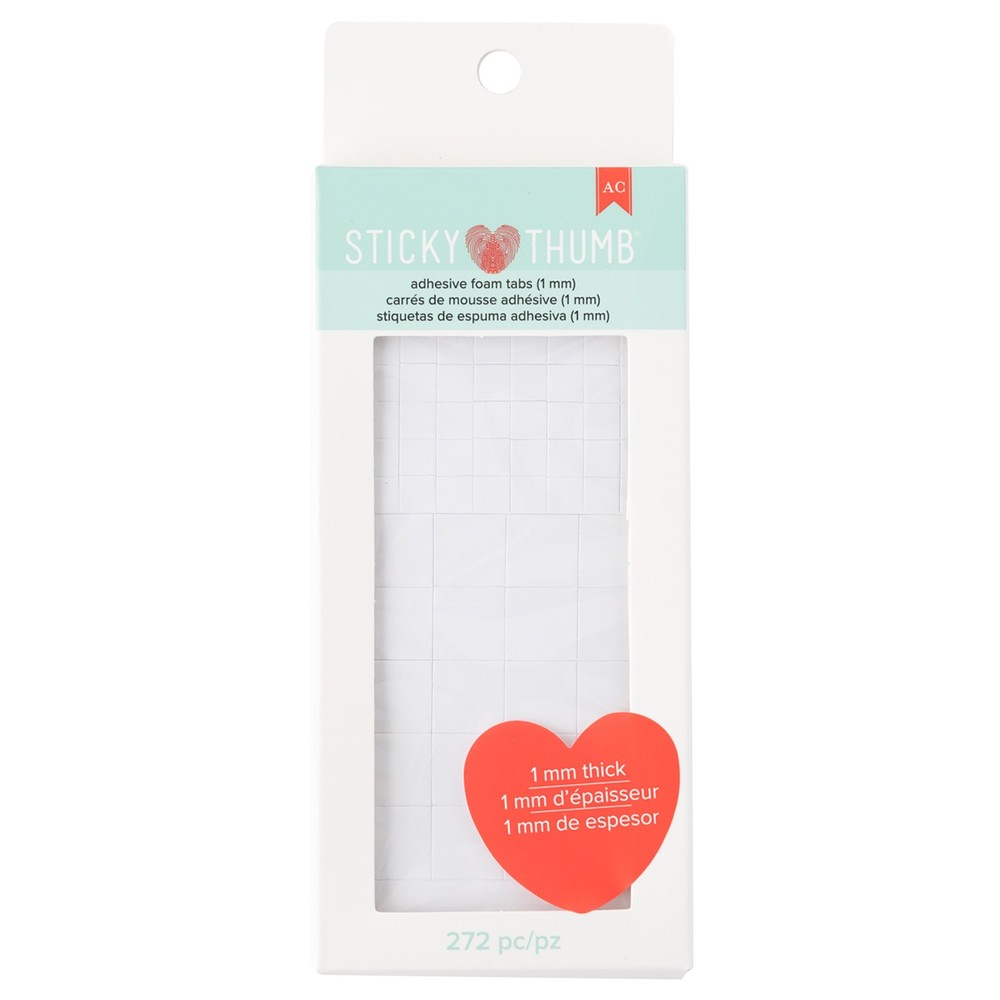 Sticky Thumb Dimensional Adhesive Foam 272/Pkg-White Tabs, Square