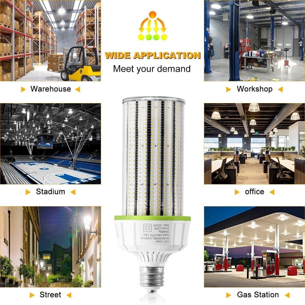 6Pack 120W LED Corn Light Bulb E39 Base Warehouse Workshop Garage Lighting 5000K