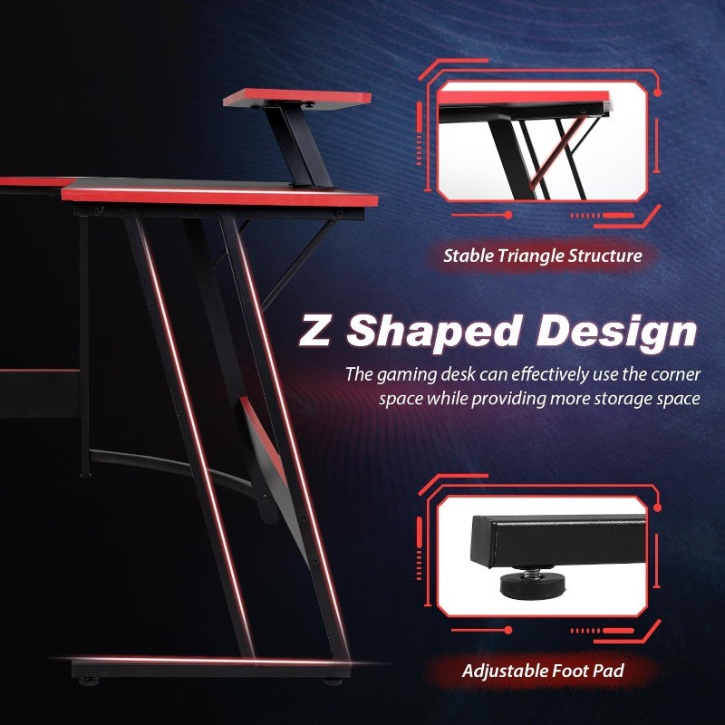 Shaped Desk Corner Gaming Desk Computer Desk with Large Desktop Studying