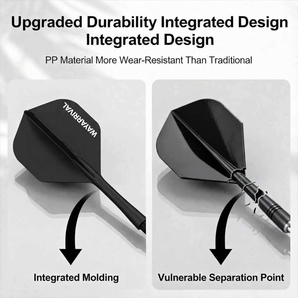 Lightweight Integrated Dart Flights - Quick 1-Second Setup, Perfect for Home Fun