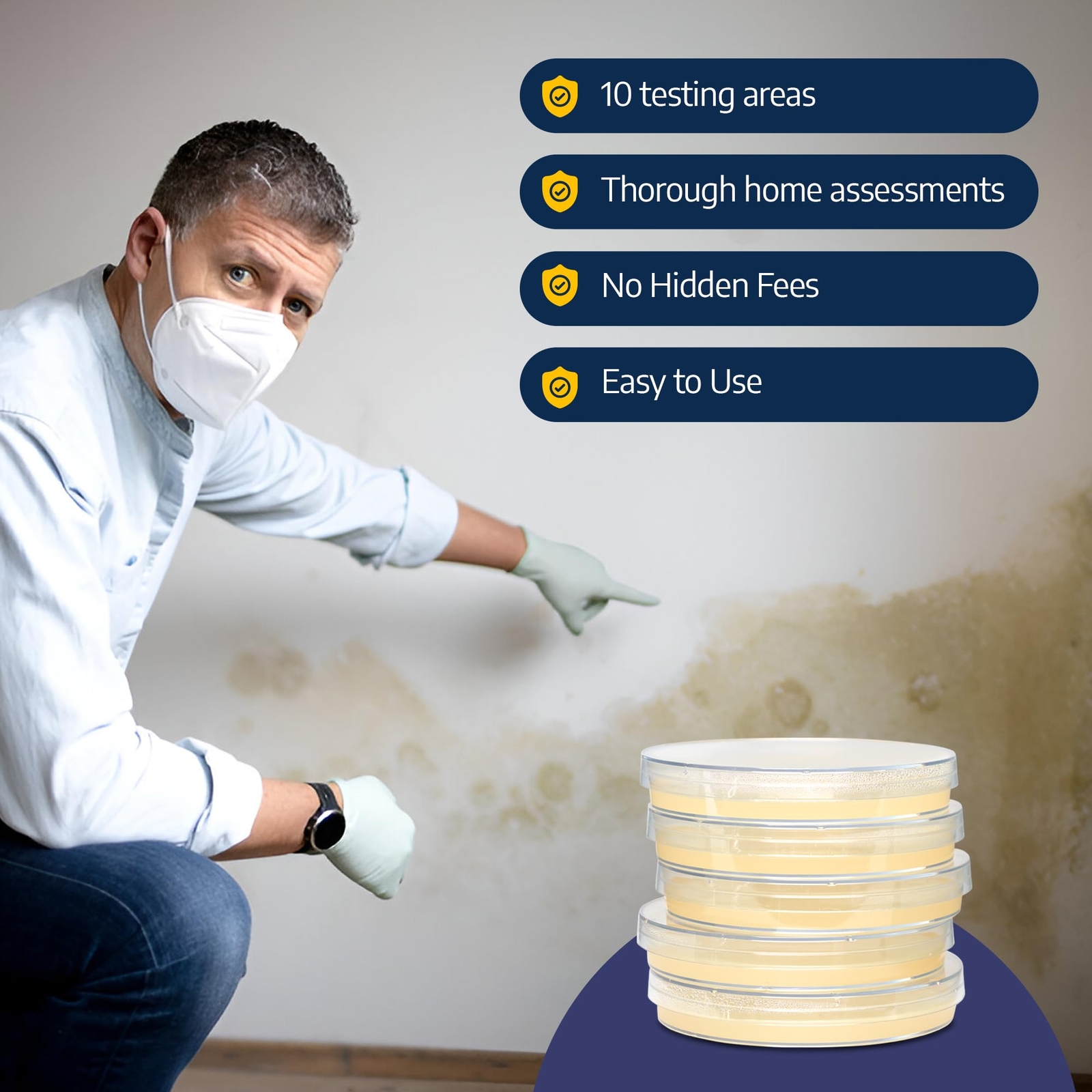 Mold Testing Kit with 10 Individual Tests - DIY Mold Test Kit for Home -