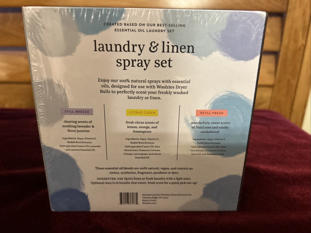 Woolzies Laundry & Linen Spray Set NEW 3 Bottles