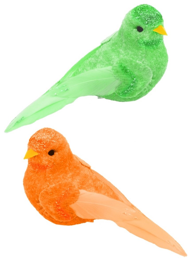 Craft Dcor Essentials FeatheredBird 4.3" 2/Pkg-Tropical