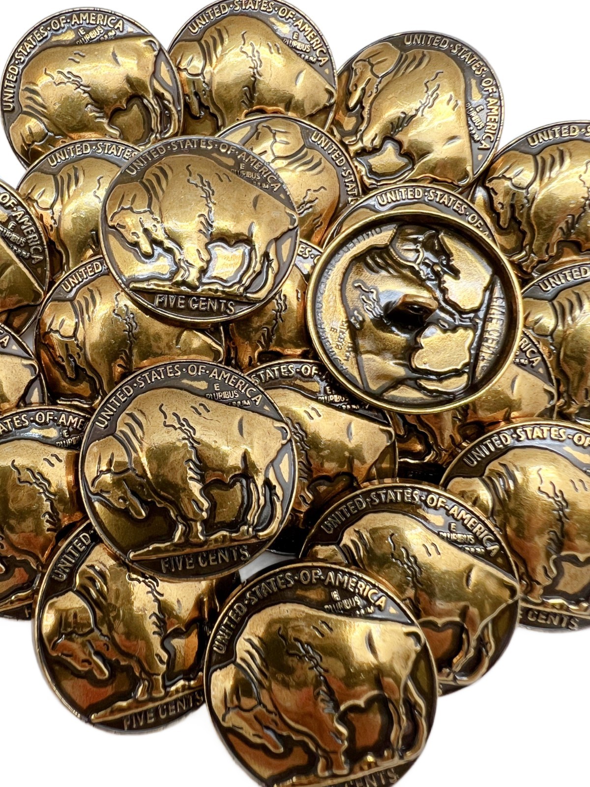 10PC Antiqued Gold Buffalo Rustic Metal Buttons Shank Buttons 1" 26mm