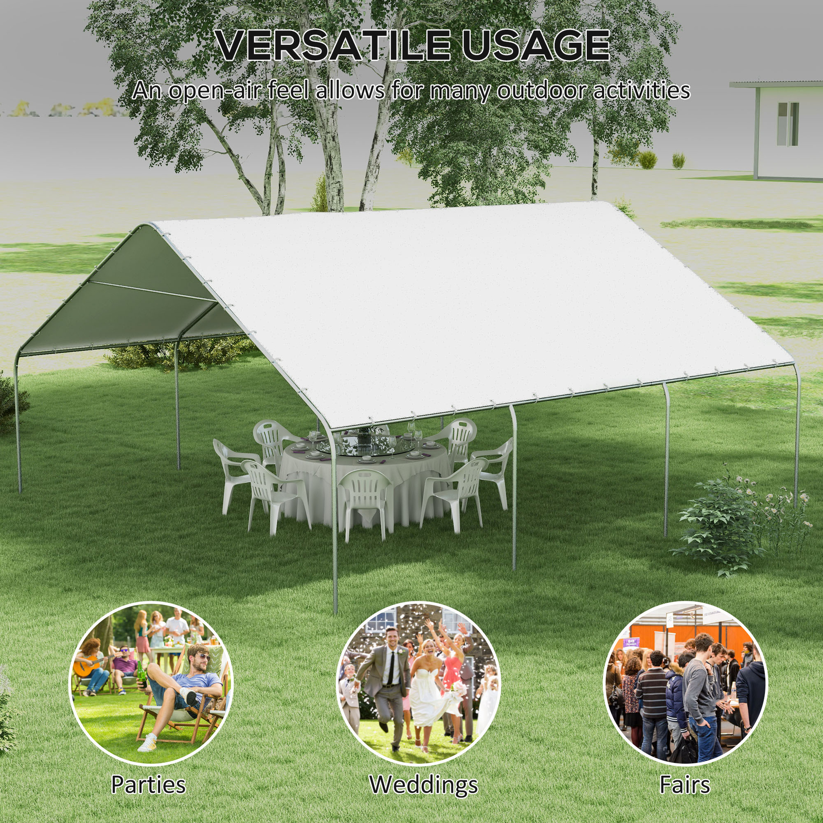Outsunny 19' x 19.5' Heavy Duty Carport Portable Garage and Party Tent