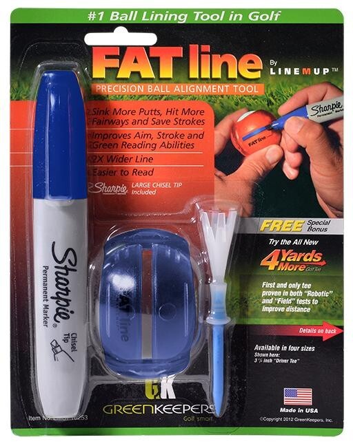 Fat Line Line M Up Precision Golf Ball Alignment Tool with Stencil, Marker, Tee