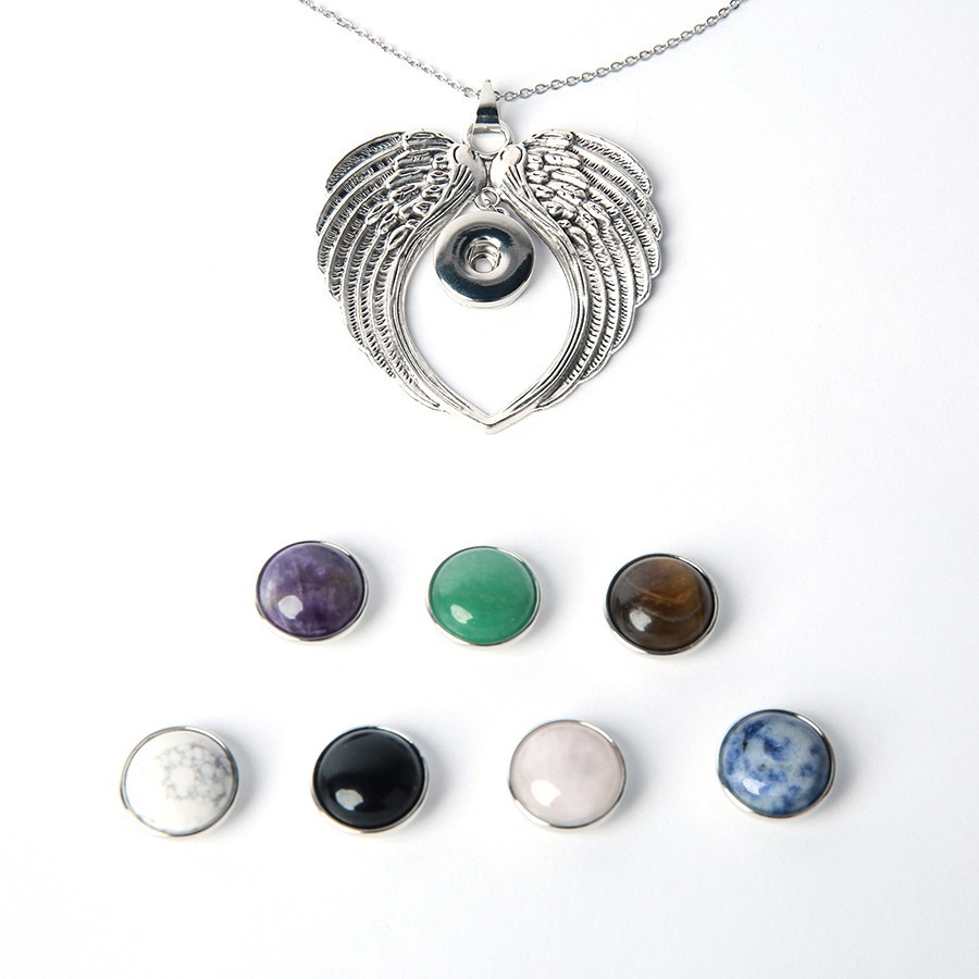 Dream Forest Series. Natural Crystal Gemstone Button Necklace