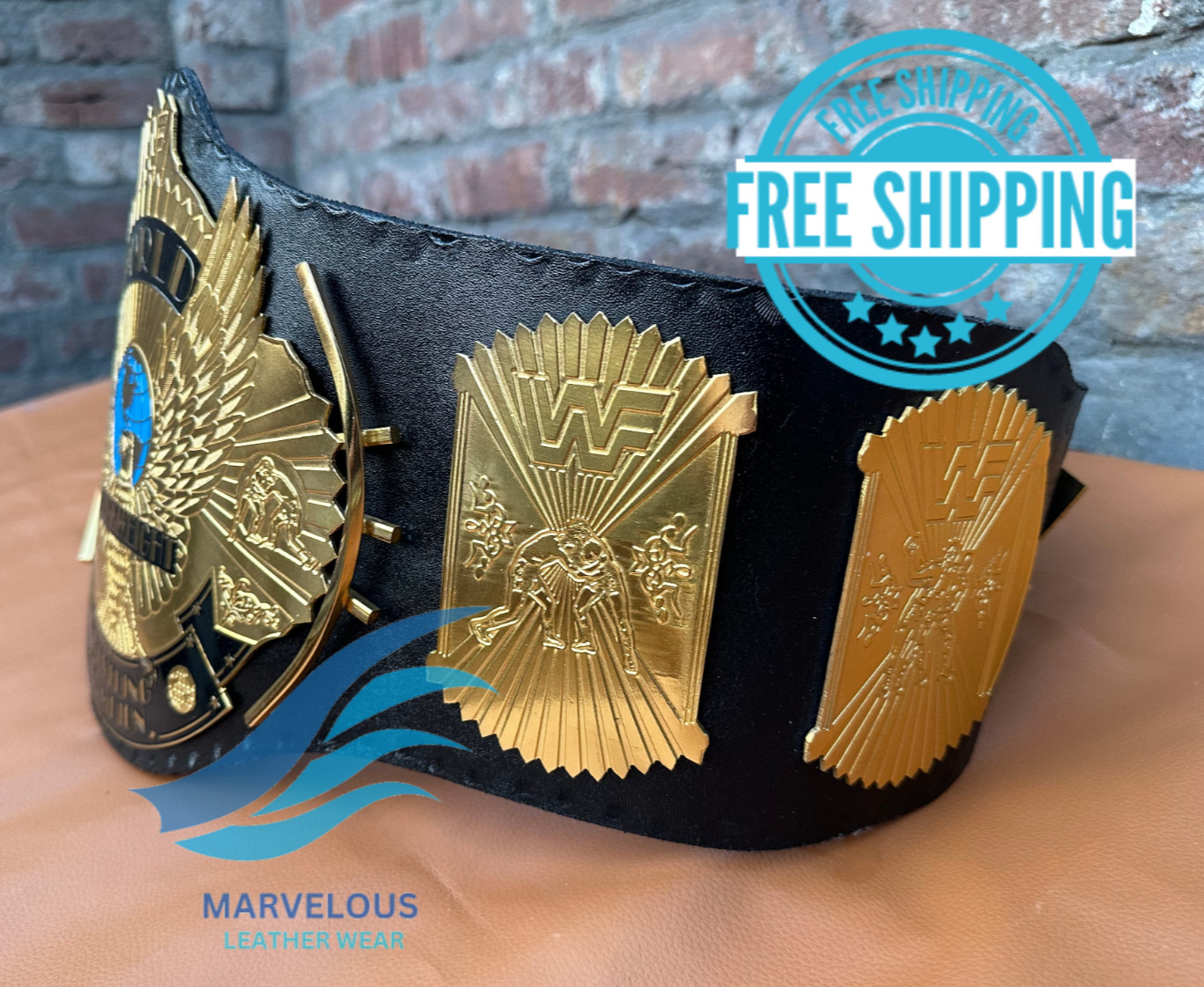 Winged Eagle Championship Wrestling Replica Title Belt 4MM Brass Adult size