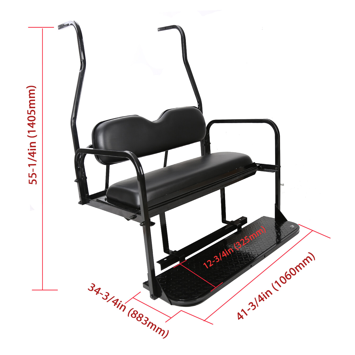 Rear Flip Seat Kit Back seat For 2000-2013 Club Car DS Golf Cart Folding Black