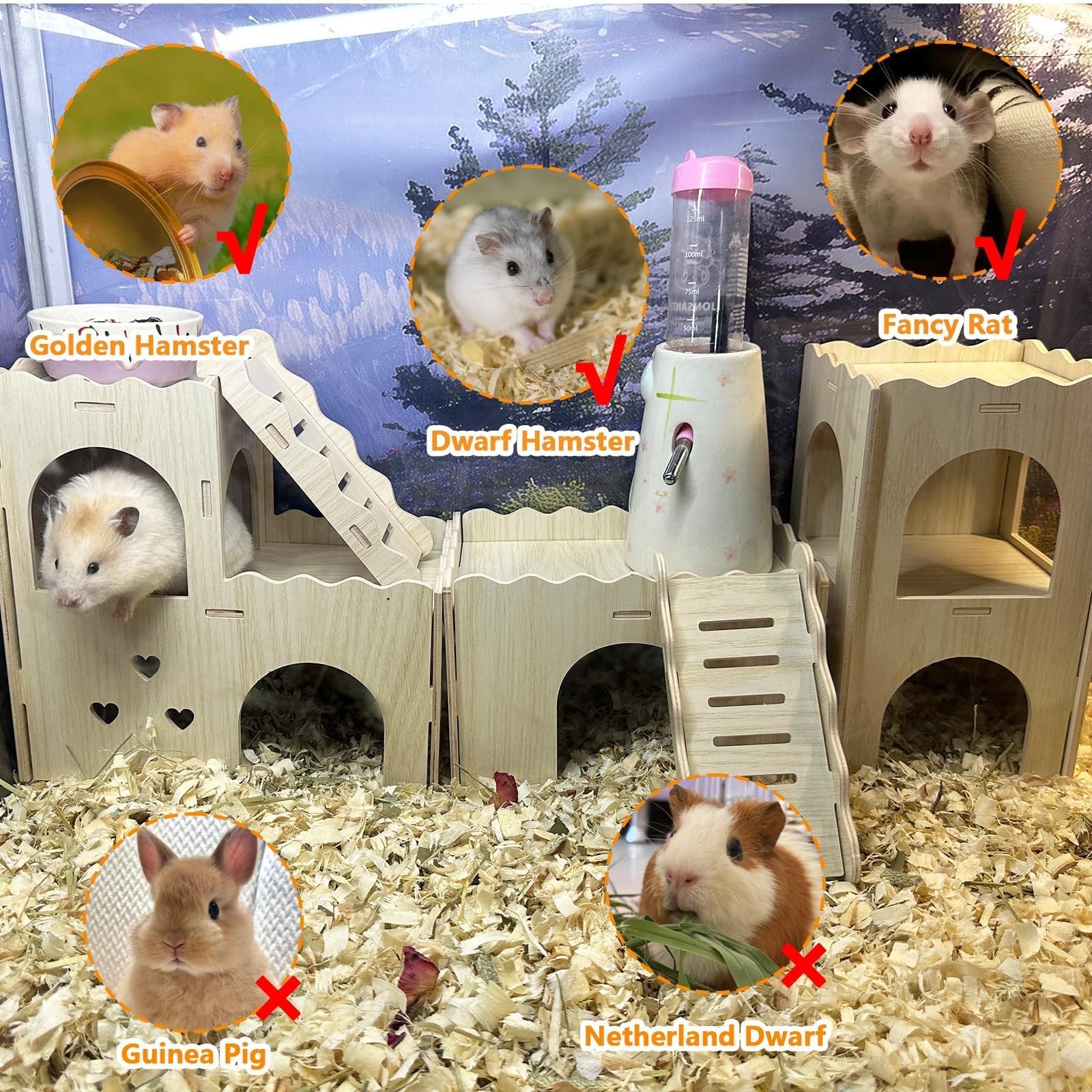Hamster Hideout House Multi Chamber Rat Hide Hut Castle Large Climbing Playgr...