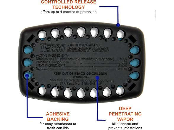 Terro T800 Garbage Guard Trash Can Pest Strip - Flies, Roach, Maggots - 2 Pack