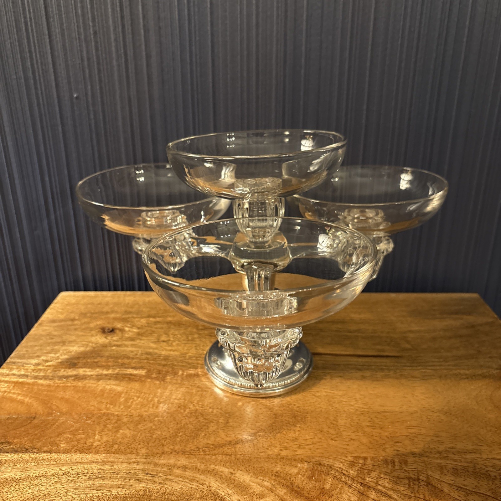 Vtg Cambridge Epergne Sheffield Sterling Weighted Base Centerpiece Candle Holder