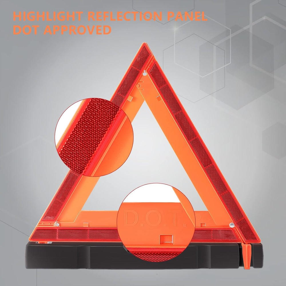 Safety Triangles DOT Approved, Standard Warning Triangles Enmergency Reflector,