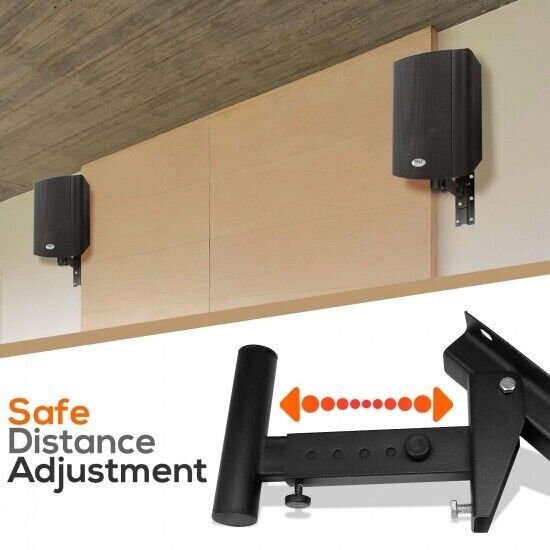 Pyle 2 Universal Adjustable Wall Mount Speaker Bracket Stands 80 lbs PSTNDW15
