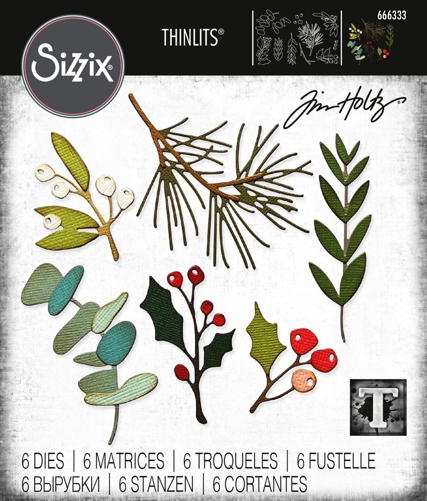 New Retired Sizzix Thinlits Festive Gatherings #666333 6pk Retail $29.99 Holtz