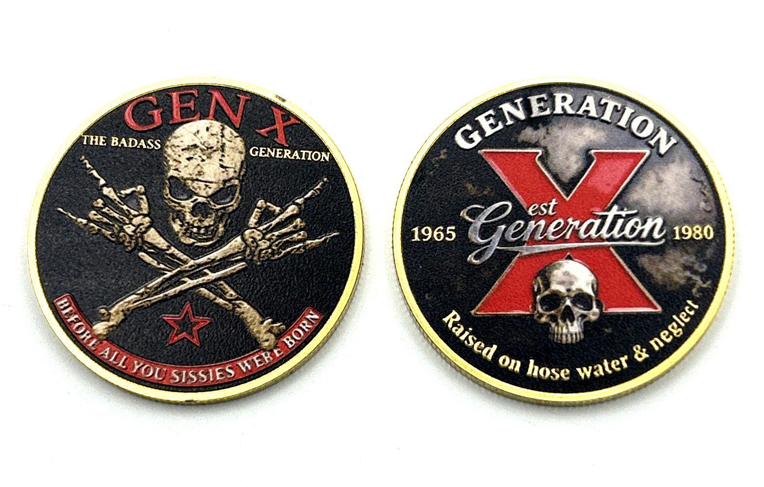 GEN-X 1965-1980 Skull *BADAS$ Generation Challenge Coin Collectible Medal