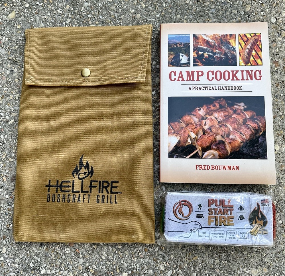 Lord & Field Hellfire Bushcraft Grills, Camp Cookbook, Pull-String Fire Starter
