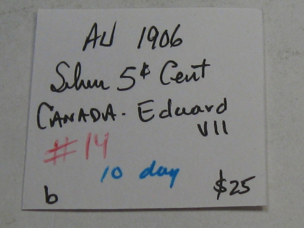 AU 1906 Silver 5¢ Cent CANADA Edward VII. #14