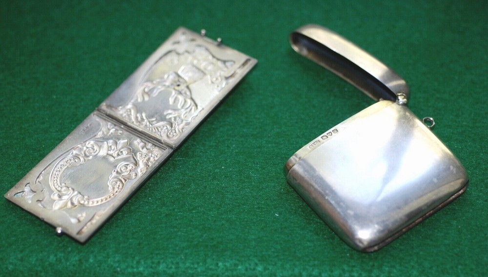 Two Antique Sterling Silver Ruby Eye Vesta Cases American & British