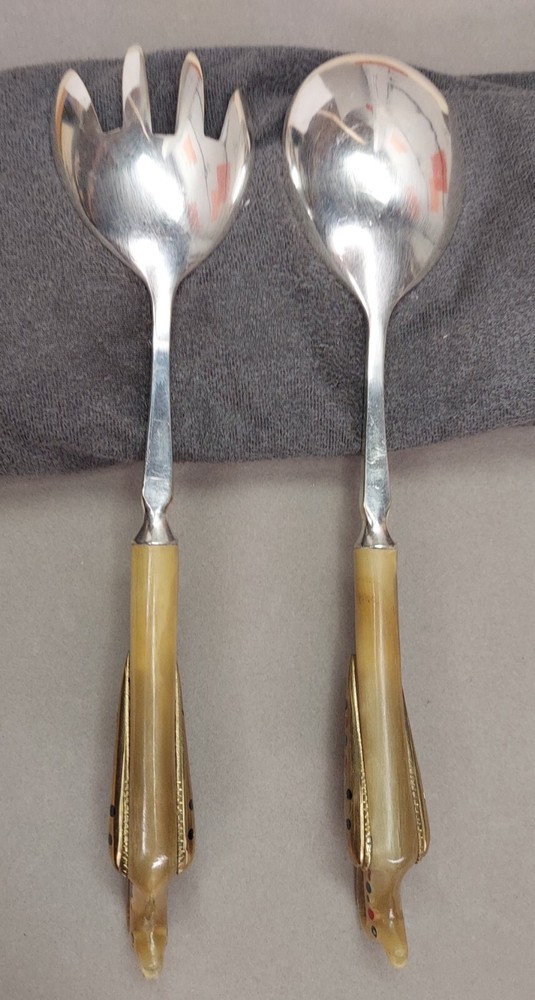 VINTAGE Fire Bird Phoenix Salad Spoon and Fork Serving Set