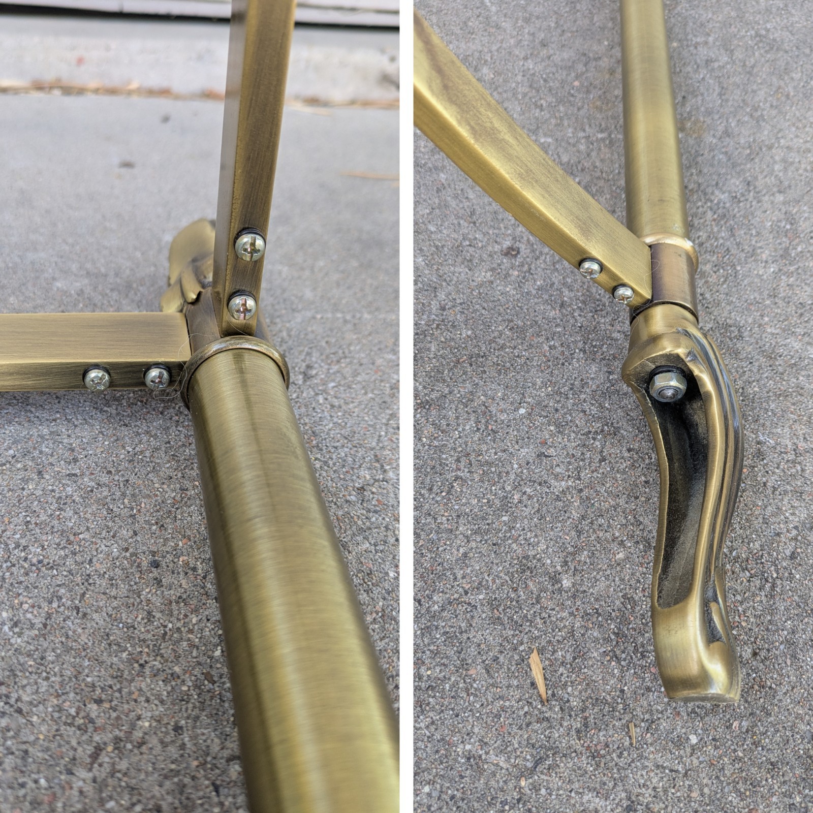 Vintage La Barge Style Glass Brass Console Table Flame Tip Hollywood Regency