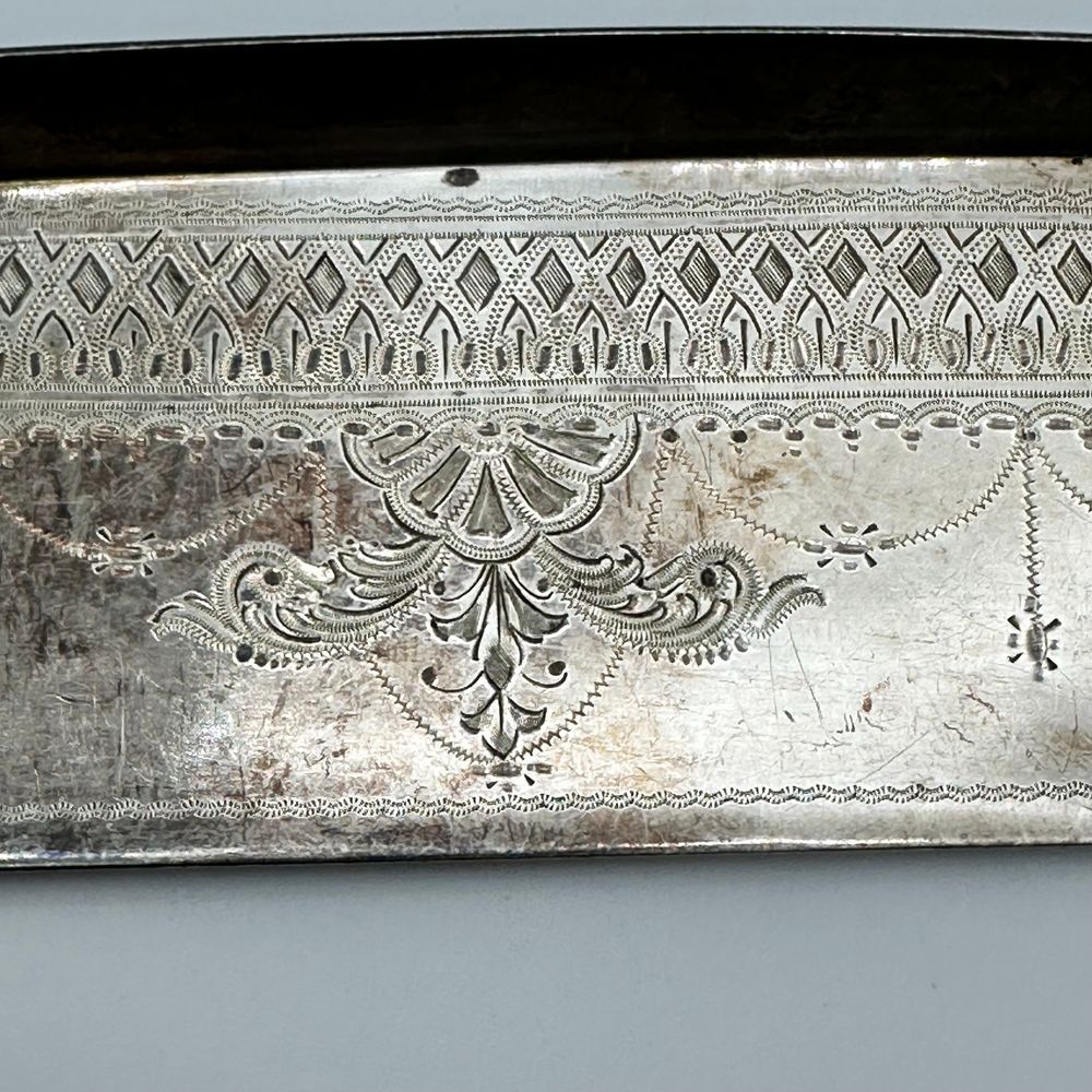 Antique Silver Plate Engraved Crumb Scraper Ivory Cream Handle